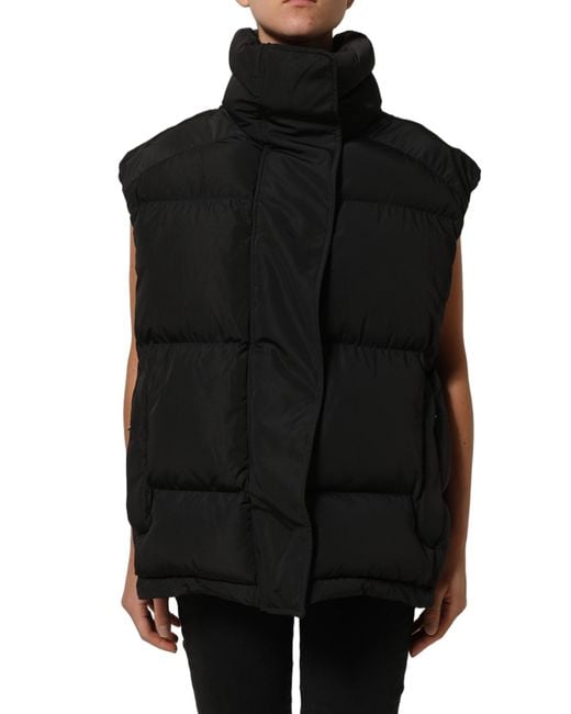 Dolce & Gabbana Black Polyester Sleeveless Padded Puffer Jacket Clothing
