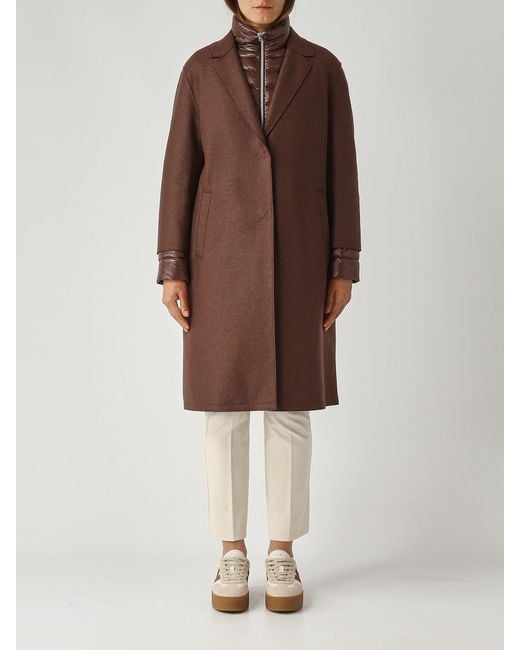 Herno Brown Cappotto Lungo Con Piumino Staccabile Coat