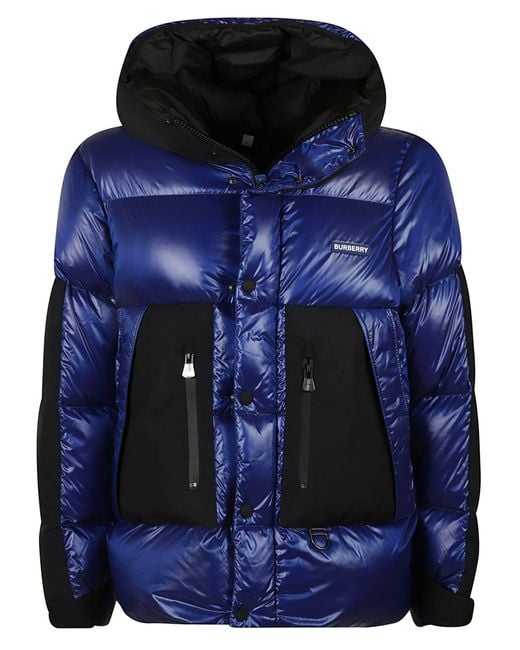Burberry Oversized Logo Embossed Padded Jacket in Blue for Men Lyst