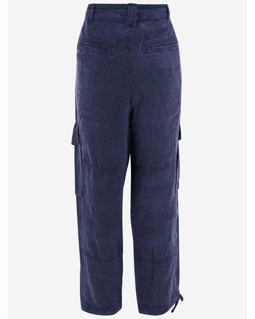 Ralph Lauren Blue Lyocell And Linen Cargo Pants
