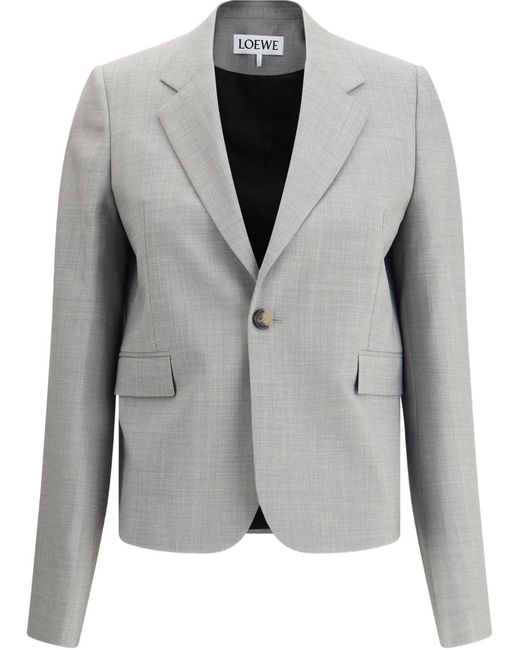 Loewe Gray Wool Single-Breasted Jacket