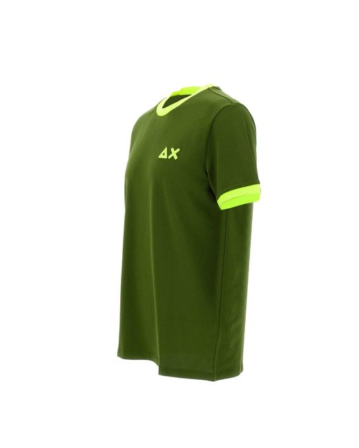 Sun 68 Green Fluo Logocotton T-Shirt for men