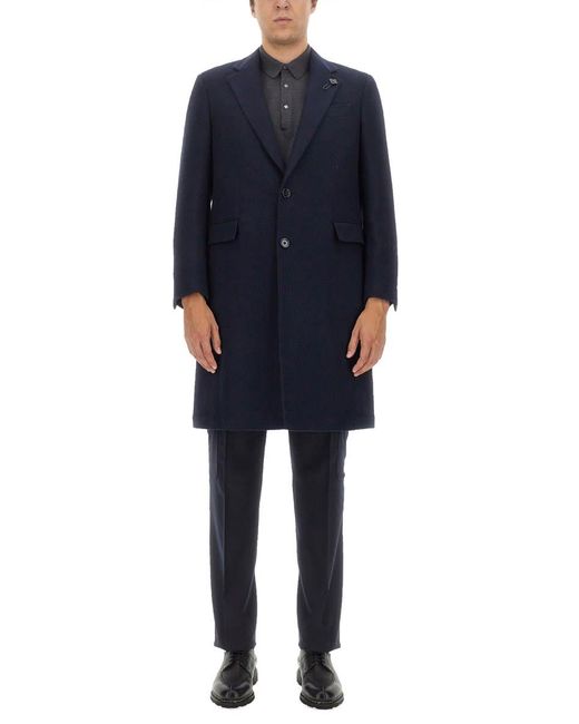 Lardini Blue Single-Breasted Coat for men
