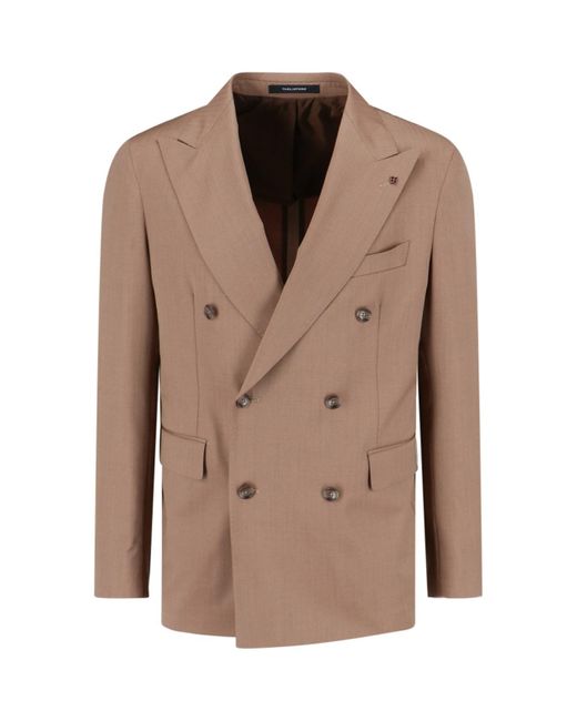 Tagliatore Brown Double-breasted Virgin Wool Suit for men