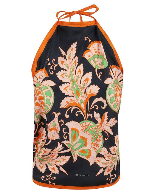 Etro Black Triangle Tops Seta Top