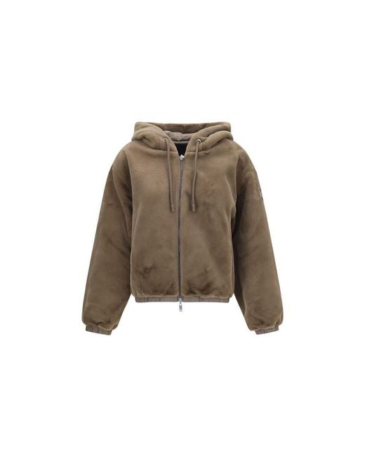 Moose Knuckles Gray Brown Faux Fur Sweatshirt