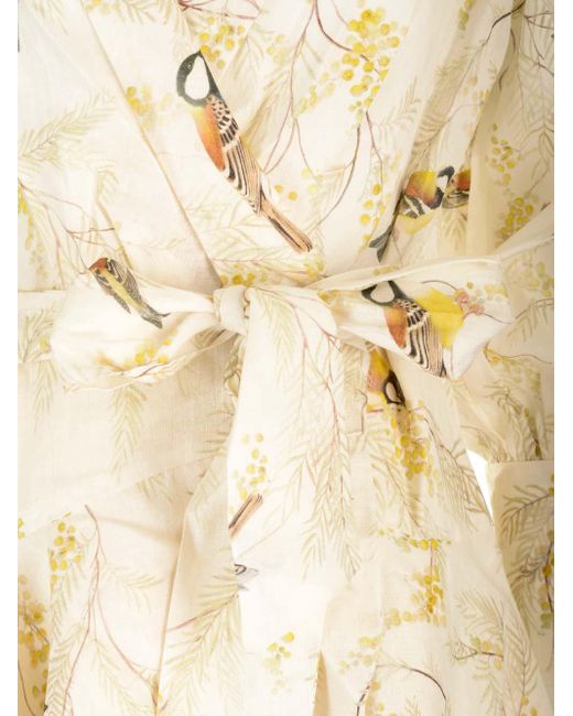 ワンピース ZIMMERMANN ACACIA PRINTED MINI DRESS Zimmermann Acacia Birds Printed Mini Dress in Natural | Lyst