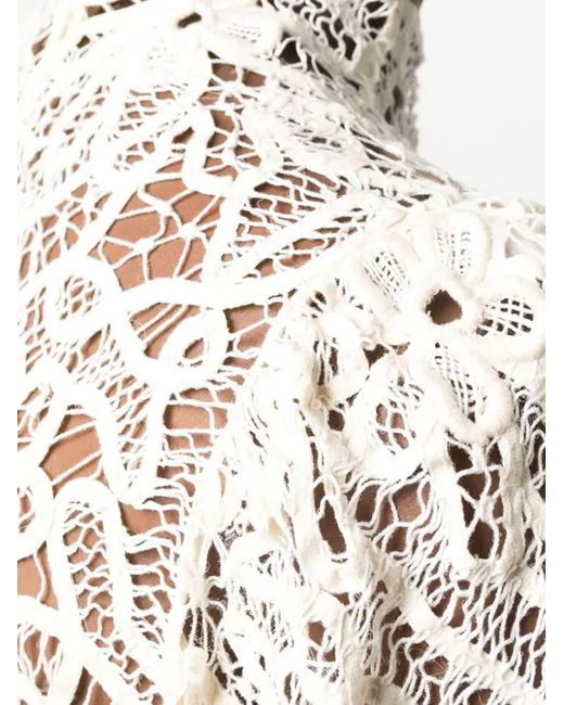 Isabel Marant Natural Neline Lace Long-sleeve Top