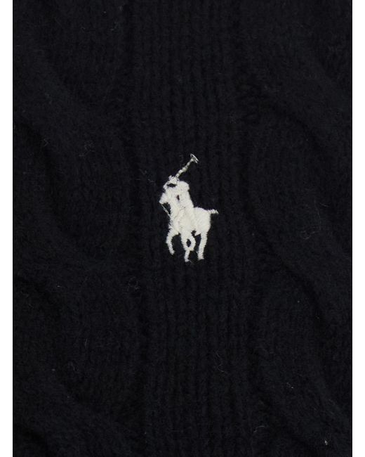 Polo Ralph Lauren Black Cropped Wool And Cashmere Cardigan Tops