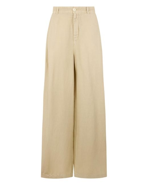 120% Lino Natural Linen Wide-Leg Trousers