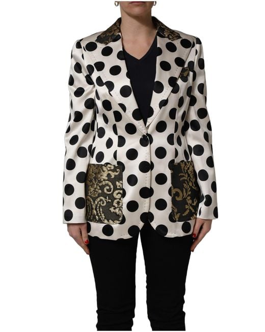 Dolce & Gabbana Black Brocade Polka-Dot Print Blazer Jacket And Clothing
