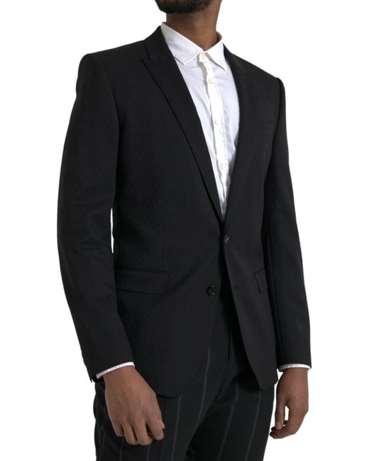 Dolce & Gabbana Black Martini Slim Fit Jacket Coat Blazer for men