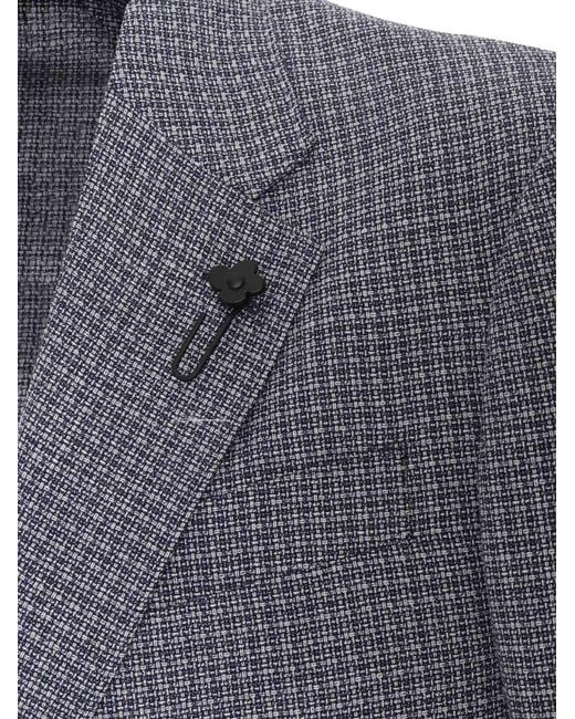 Lardini Blue Jacket Roma Wool Cotton Single Breasted for men