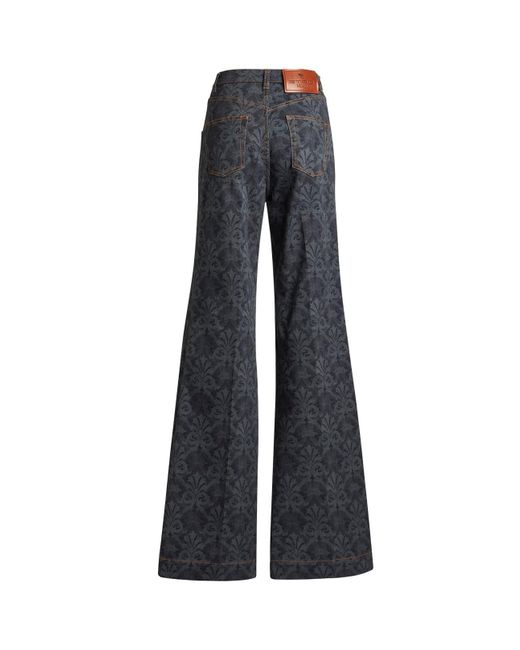 Etro Blue Printed Flared Jeans