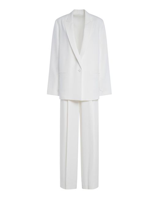 Alberta Ferretti White Viscose Blend Stretch Cady Suit With Blazer With Long Slits