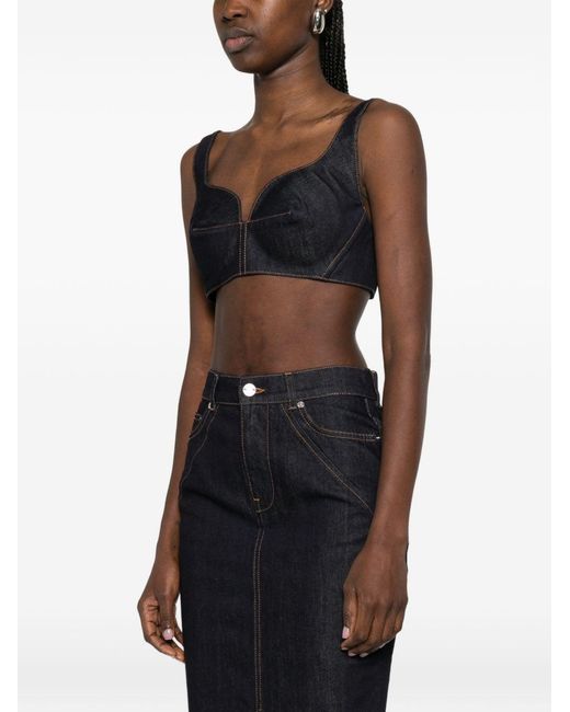 Givenchy Black Denim Cotton Bra Top