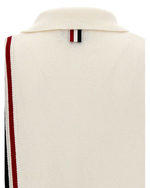 Thom Browne White Jersey Stitch Polo Shirt for men