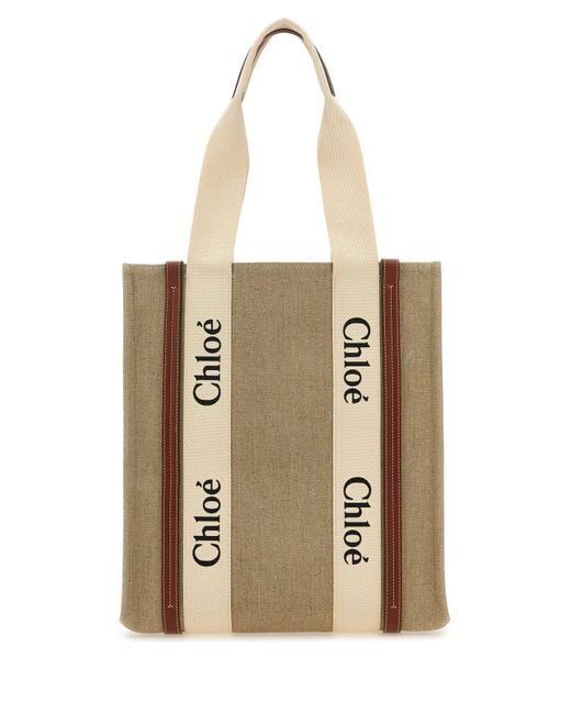 Chloé Natural Fabric Woody Shopping Bag