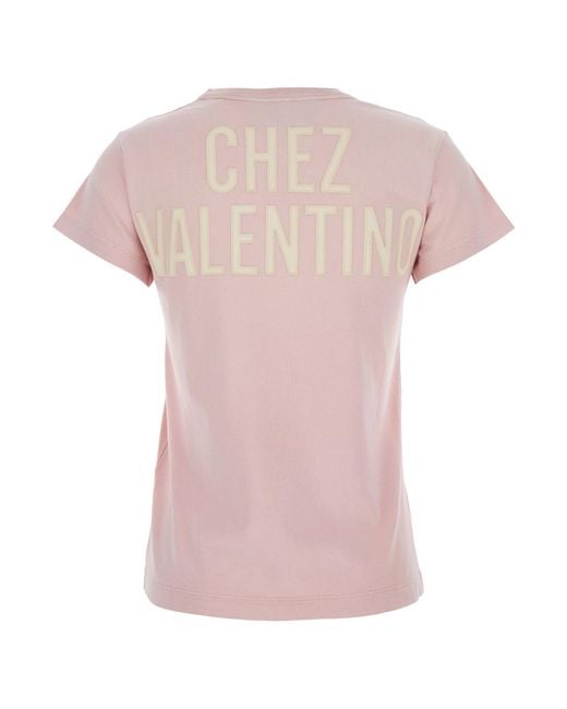Valentino Pink Crew Neck T-Shirt Cotton T-Shirts & Jerseys