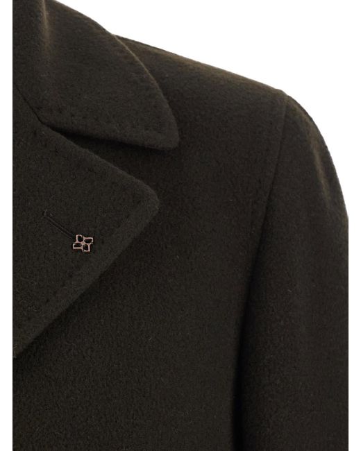 Tagliatore Black 'Arden' Double-Breasted Coat With Notched Revers for men