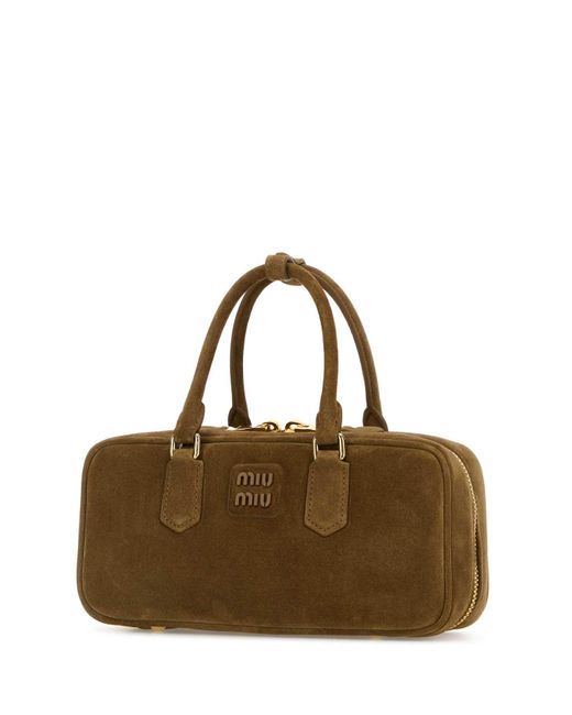 Miu Miu Brown Suede Arcadie Handbag