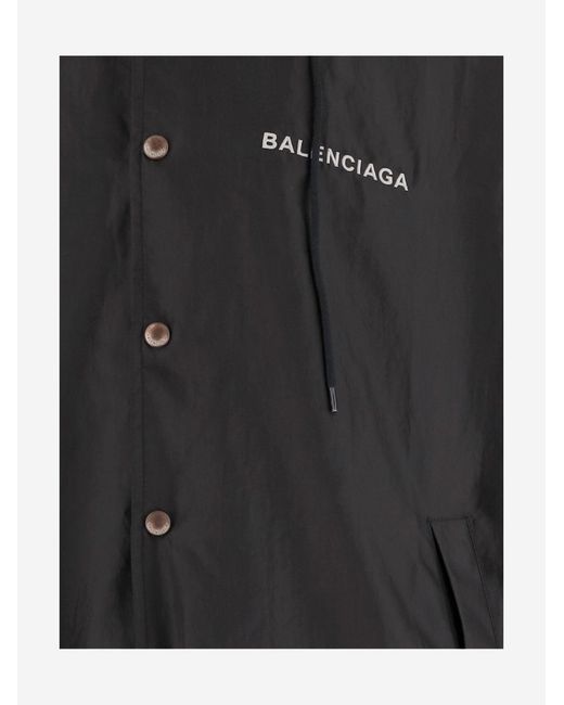 Balenciaga Black Nylon Jacket With Logo Polyester for men