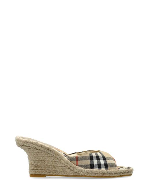 Burberry Multicolor Checked Mews Espadrille Mules