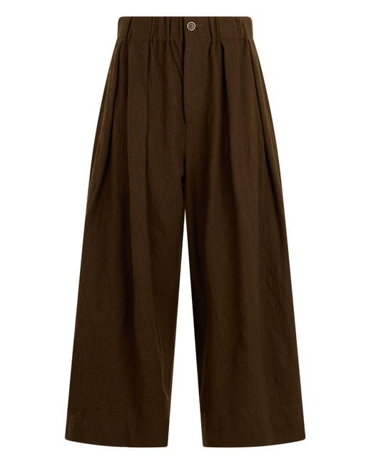 Uma Wang Brown Wide-Leg Trousers Wool Virgin