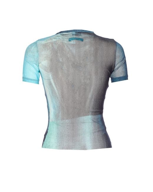 Jean Paul Gaultier Blue Mesh Baby T-Shirt Water Print