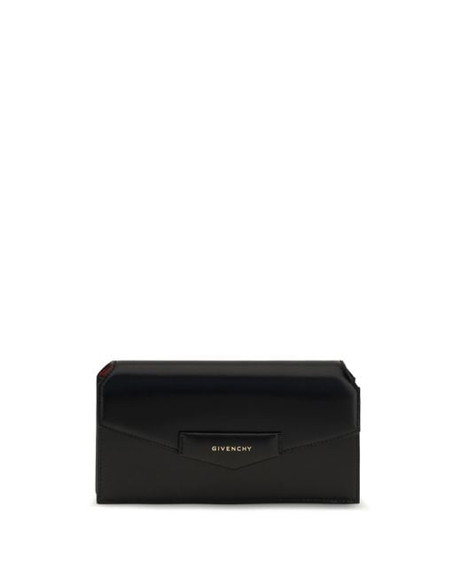 Givenchy Black Antigona Box Leather Pouch With Chain Calf Bos Taurus Wallet