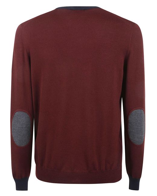 Fay Red Padded Shoulder Rib Trim Sweater for men