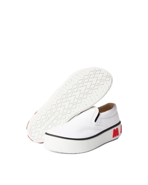 Marni White Logo Slip-On Sneakers for men
