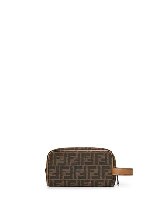 Fendi Brown Toiletry Bag Calf Leather Wallets & Cardholders for men