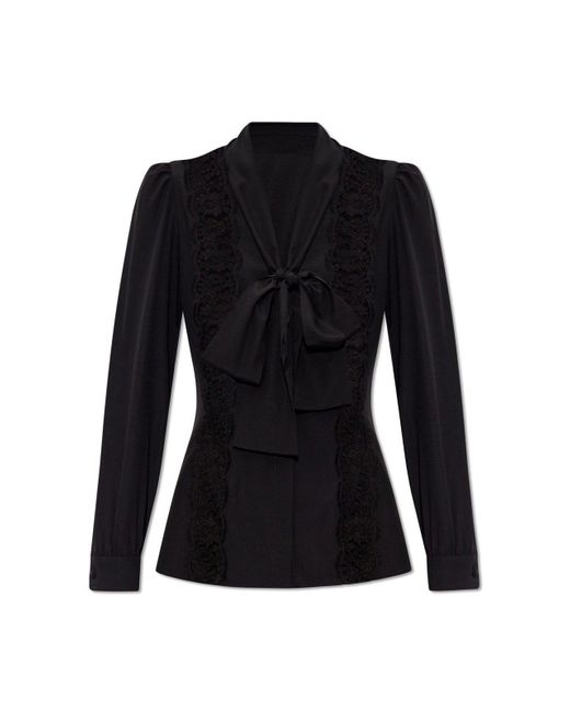 Dolce & Gabbana Black Silk Shirt With Lace,