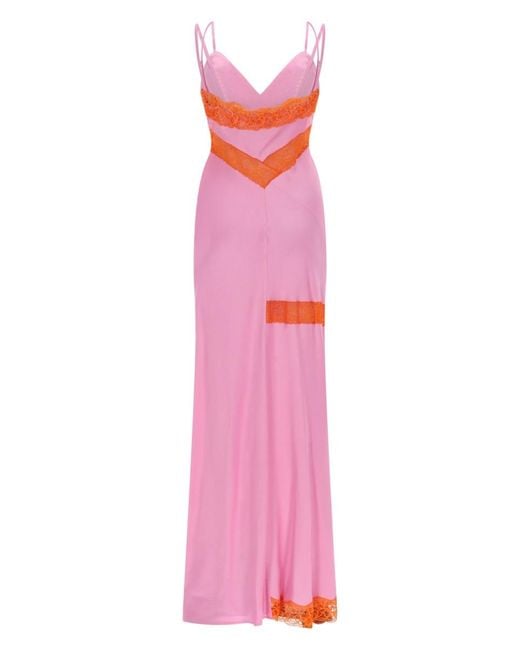 MSGM Pink Lace-Trim Dress Acetate