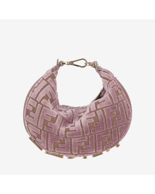Fendi Pink Shoulder Bag Graphy Mini Velvet Polyester