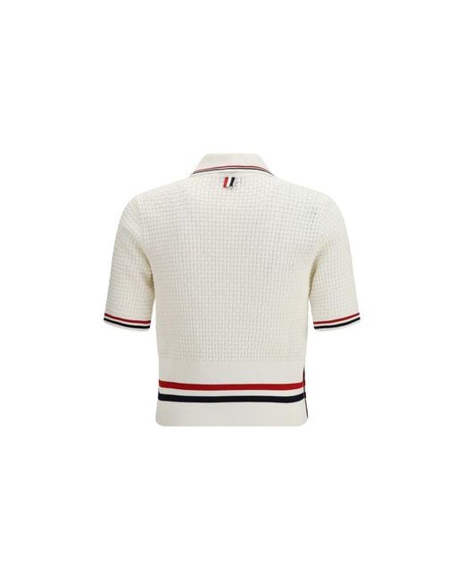 Thom Browne White Cotton Polo Shirt for men