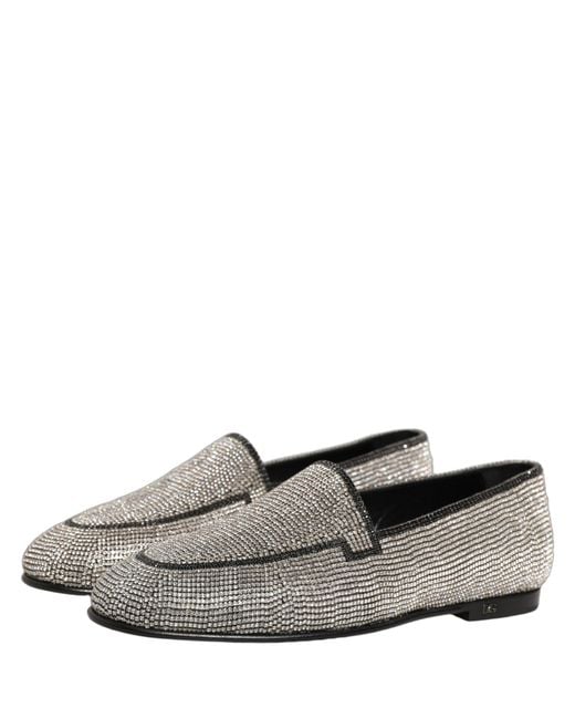 Dolce & Gabbana Black Crystal Embellished Loafers Shoes Leather for men