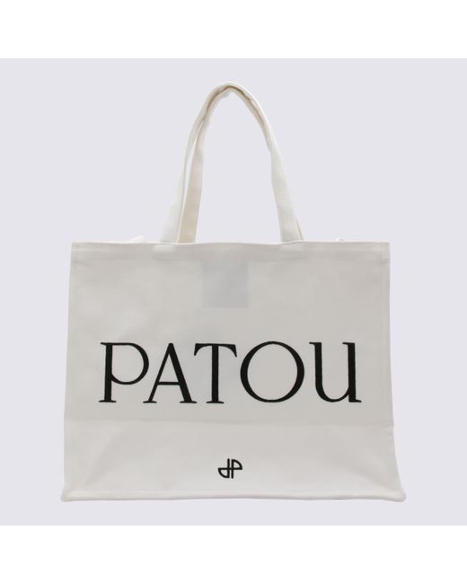 Patou White Cotton Tote Bag