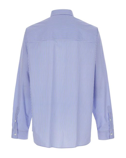 DSquared² Blue Shirt With All-Over Striped Motif And Applied D2 Logo On The Chest for men