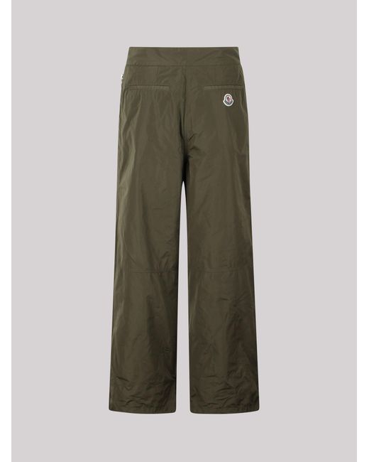 Moncler Green Logo-Patch Lightweight Flared Trousers