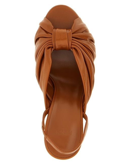 Fendi Brown Lamb Leather Stiletto Heel Sandals