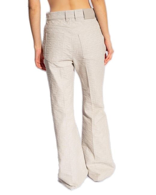 Fendi White Allover Monogrammed Flared Trousers