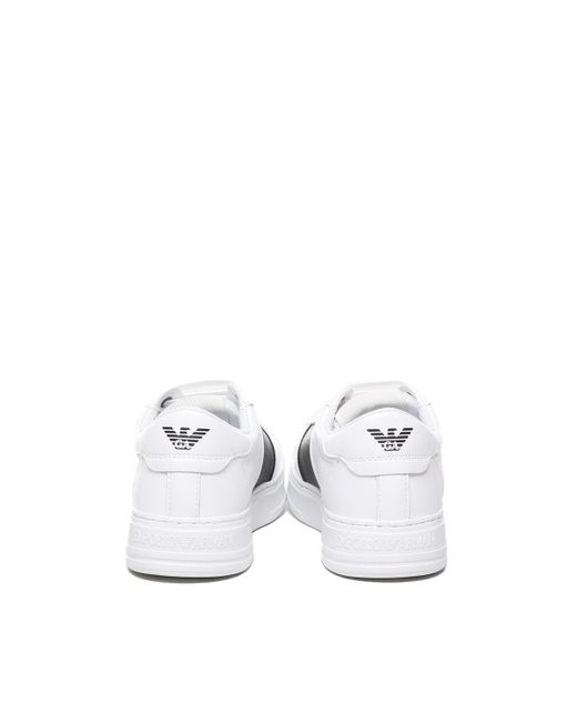 Emporio Armani White Leather Sneakers With Logo for men