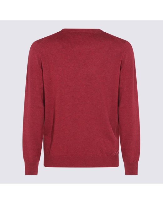 Brunello Cucinelli Red Cashmere Knitwear for men