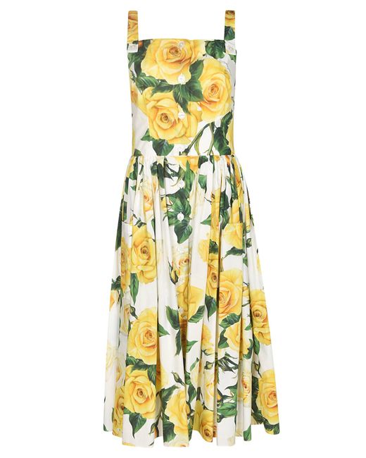 Dolce & Gabbana Yellow Floral Sleeveless Dress