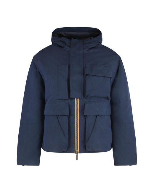K-Way Blue Parka Guillermo With Hood Cotton Parkas for men