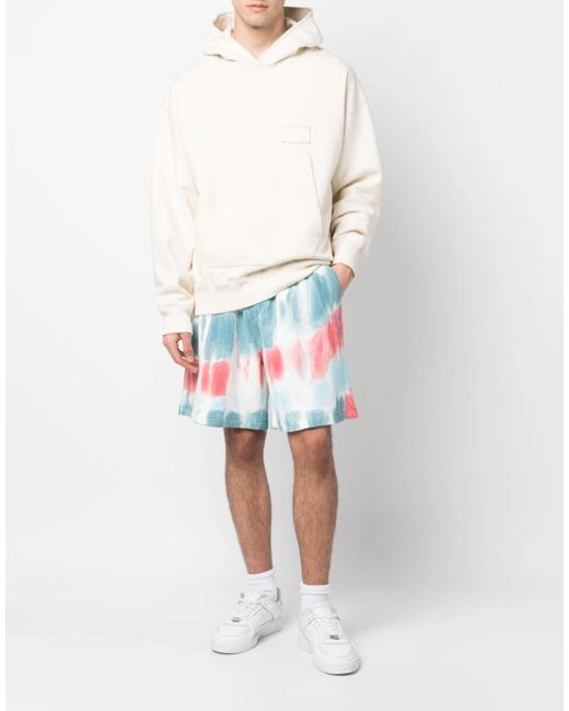 DSquared² White Tie Dye Distressed Relax Fit Shorts for men