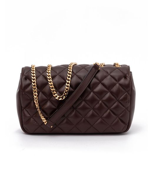 Versace Brown Quilted Leather Shoulder Strap Bag