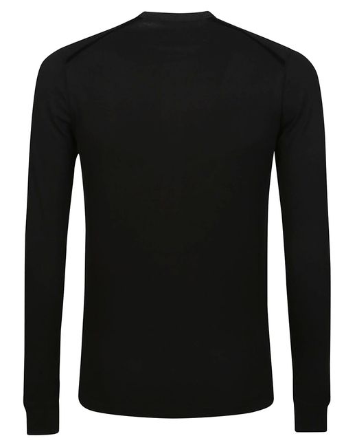 Tom Ford Black Long Sleeve Henley T-Shirt for men